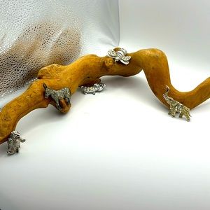 Vintage Rhinestone Donkey Elephant Penguin Dog & Bee (Signed Kramer) Brooch lot